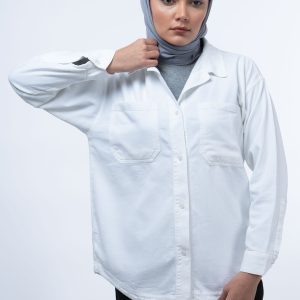 شومیز کتان ظریف سفید