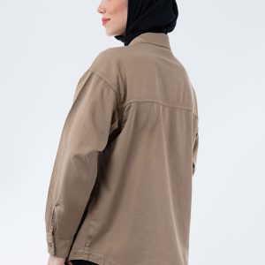شومیز کتان ظریف گردویی
