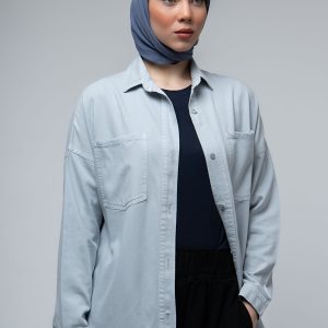 استایل شومیز کتان ظریف طوسی