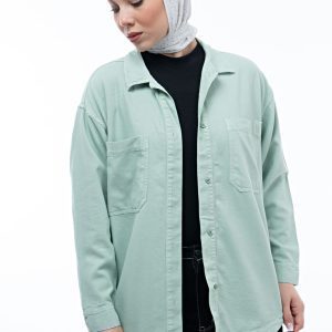 استایل شومیز کتان ظریف سبز مغز پسته ای زنانه sold out