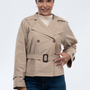 کت بارانی یقه انگلیسی کرم سیر 54780