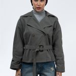 کت بارانی یقه انگلیسی سبز یشمی