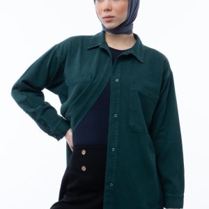 شومیز کتان ظریف سبز کله غازی 203007
