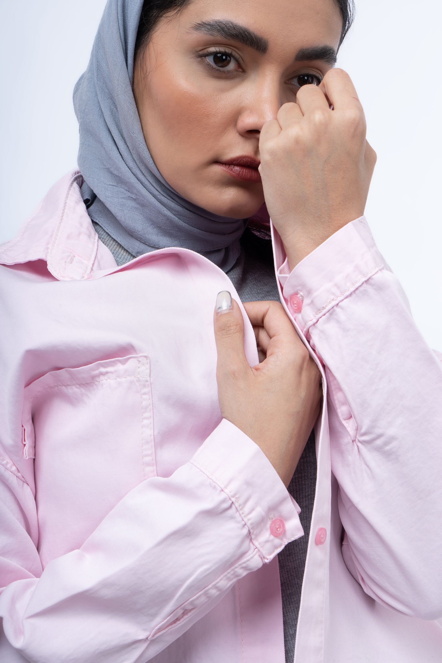 استایل شومیز کتان ظریف صورتی روشن