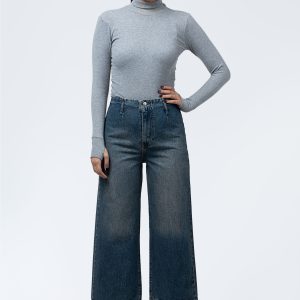 استایل شلوار واید لگ (Wide Leg) جین کمرساده Dirty وسط