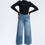 شلوار جین وایدلگ جیب فیلتو آب روشن