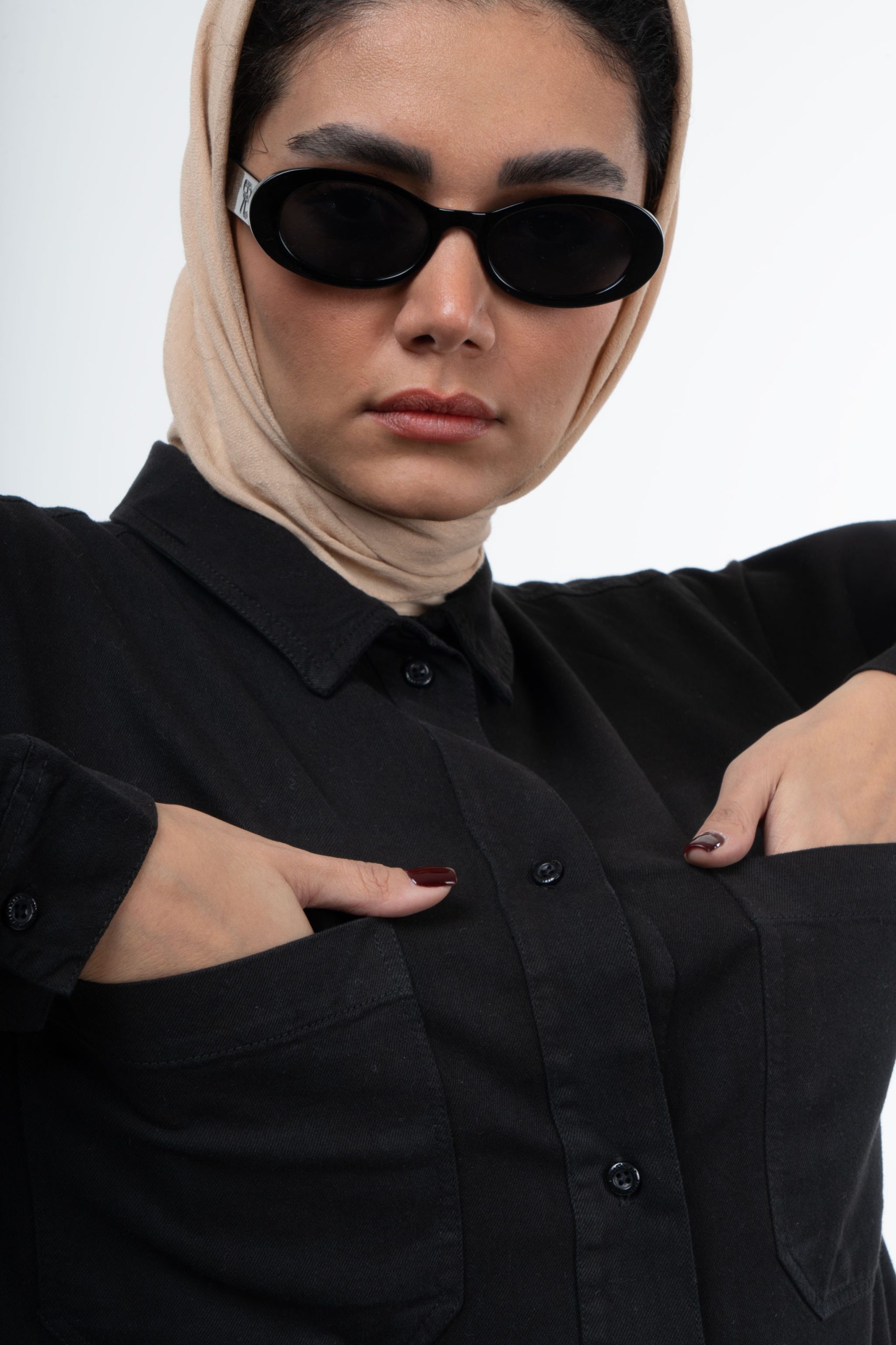 کیفیت شومیز کتان پایین هلال مشکی