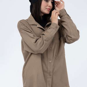 شومیز کتان ترکیبی پایین ریش‌ گردویی