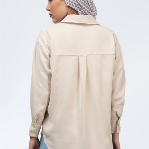 شومیز سیلک استخوانی 205118