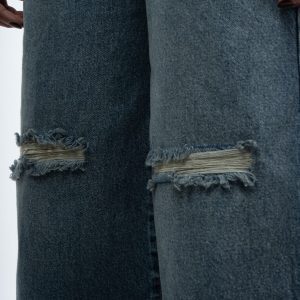 زانو زاپ شلوار واید لگ زانو تیره Dirty
