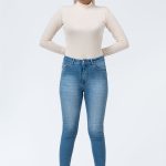 شلوار جین اسکینی آبی وسط دمپازاپ