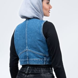 ژیله جین پایین کمر آبی تیره