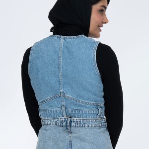 ژیله جین پایین کمر آبی وسط
