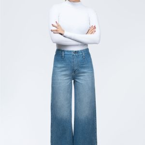 شلوار جین واید لگ آبی وسط 70004770