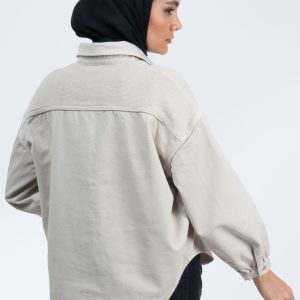 پشت شومیز کتان حصیری ترکیبی استخوانی