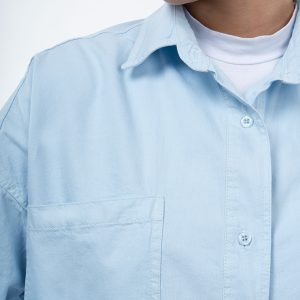 کیفیت شومیز کتان ظریف آبی آسمانی