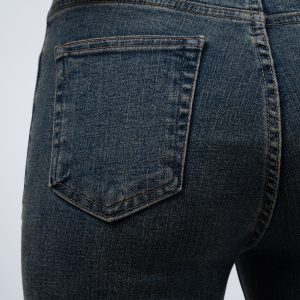 جیب شلوار جین راسته آبی تیره کثیف شور