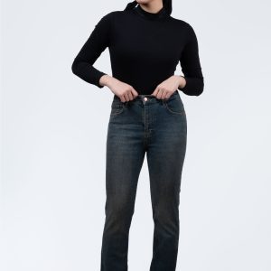 شلوار جین راسته آبی تیره کثیف شور