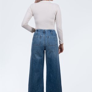 شلوار جین واید لگ آبی وسط 521551