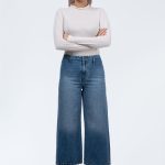شلوار جین واید لگ آبی وسط رویال جین