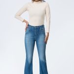 شلوار جین بوت کات آبی تیره برفکی