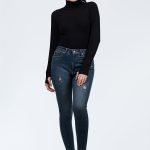 شلوار جین اسکینی آبی تیره کثیف شور