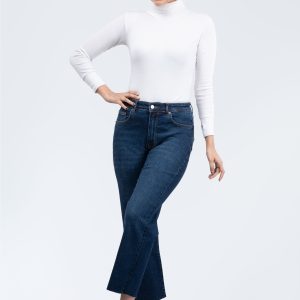 شلوار جین واید دمپا کات آبی تیره