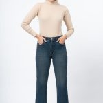 شلوار جین راسته فیت (Straight Fit) آبی تیره کثیف شور