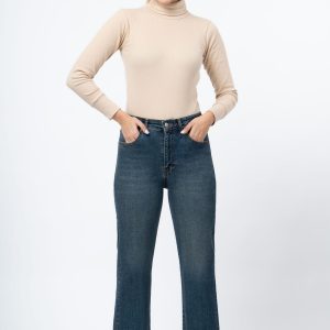 شلوار جین راسته فیت (Straight Fit) آبی تیره کثیف شور