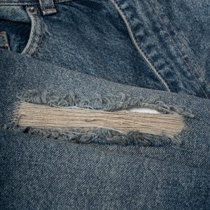 زاپ شلوار جین مام استایل آبی تیره کثیف شور برفکی دبل زاپ