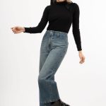 شلوار جین واید لگ آبی وسط برفکی