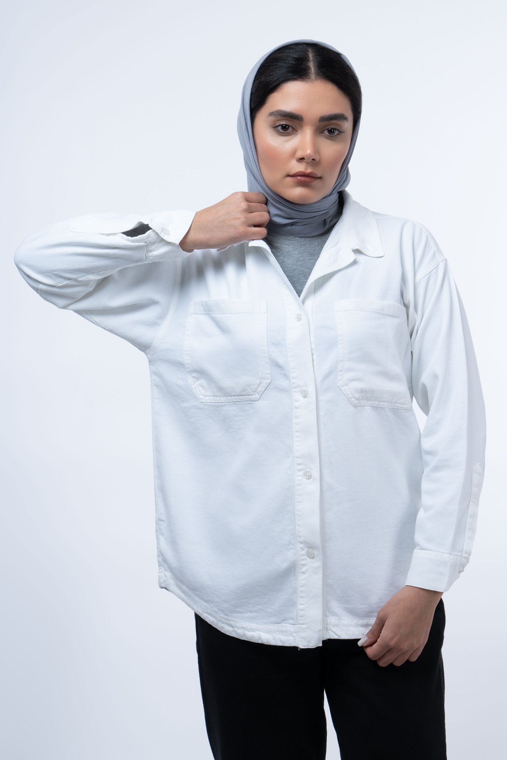 شومیز کتان ظریف سفید