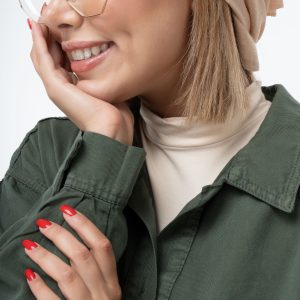 استایل شومیز کتان ظریف سبز لجنی زنانه