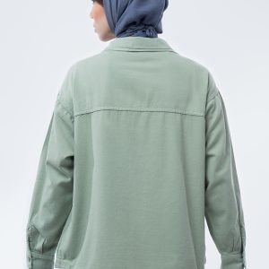 شومیز کتان ظریف سبز مغز پسته‌ای 0005010