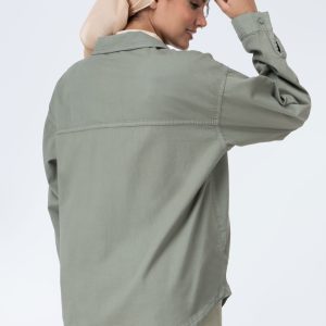 شومیز کتان ظریف سبز سدری 0005076