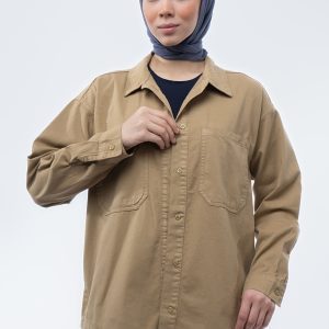 شومیز کتان ظریف نسکافه‌ای زنانه