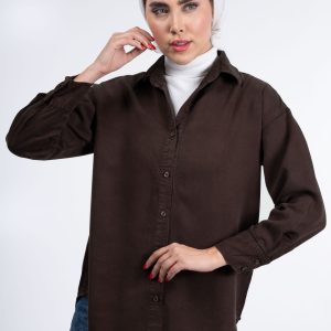 شومیز سیلک خنک قهوه‌ای سوخته