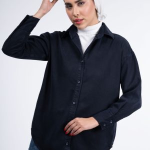 استایل شومیز سیلک سرمه‌ای