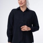 شومیز سیلک پریمیوم سرمه‌ای