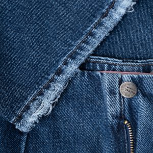 کیفیت شلوار جین واید لگ دبل زاپ آبی تیره برفکی