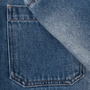 کیفیت دوخت شلوار جین واید لگ دمپازاپ آبی کنار سفید
