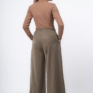 شلوار سیلک بگ گردویی 0001408