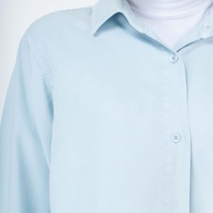 کیفیت شومیز سیلک نیم‌تنه آبی آسمانی
