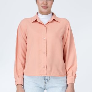 استایل شومیز سیلک نیم‌تنه گلبه‌ای