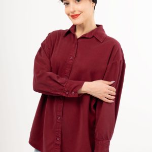 شومیز سیلک زرشکی
