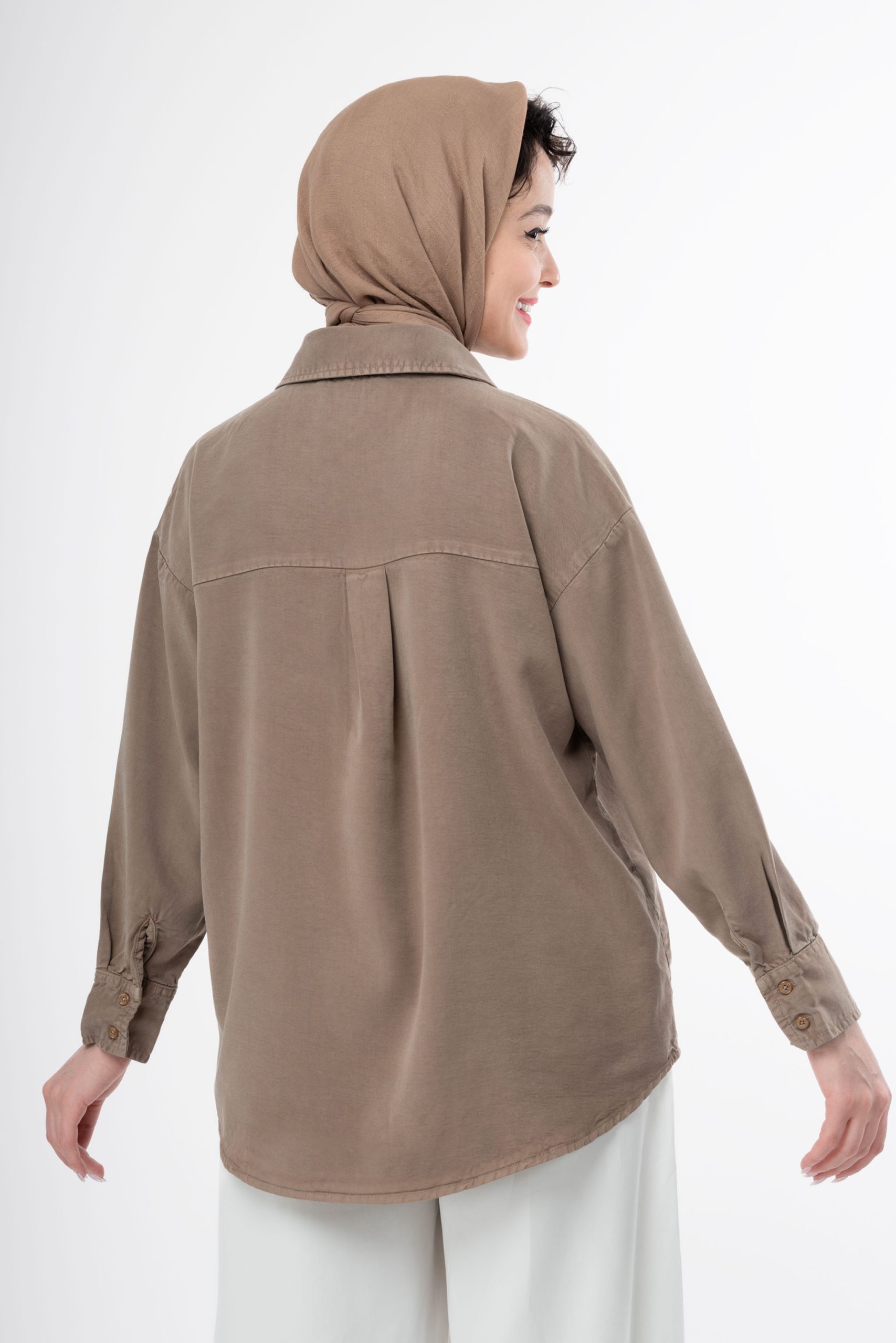 پشت شومیز سیلک گردویی