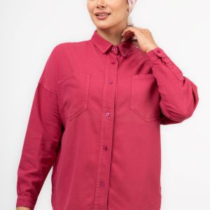 استایل شومیز کتان ظریف ارغوانی