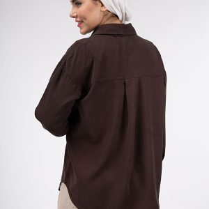 شومیز سیلک پریمیوم قهوه‌ای سوخته 206250/206748