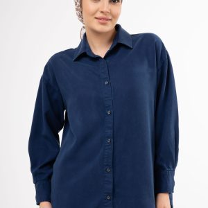 شومیز سیلک پریمیوم آبی نفتی