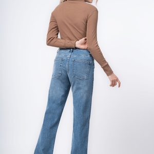 شلوار جین واید آبی تیره برفکی 522023